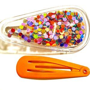 Hair Clips Set Orange Snap Barrettes Confetti Shaker Stocking Ideas Girl Gift